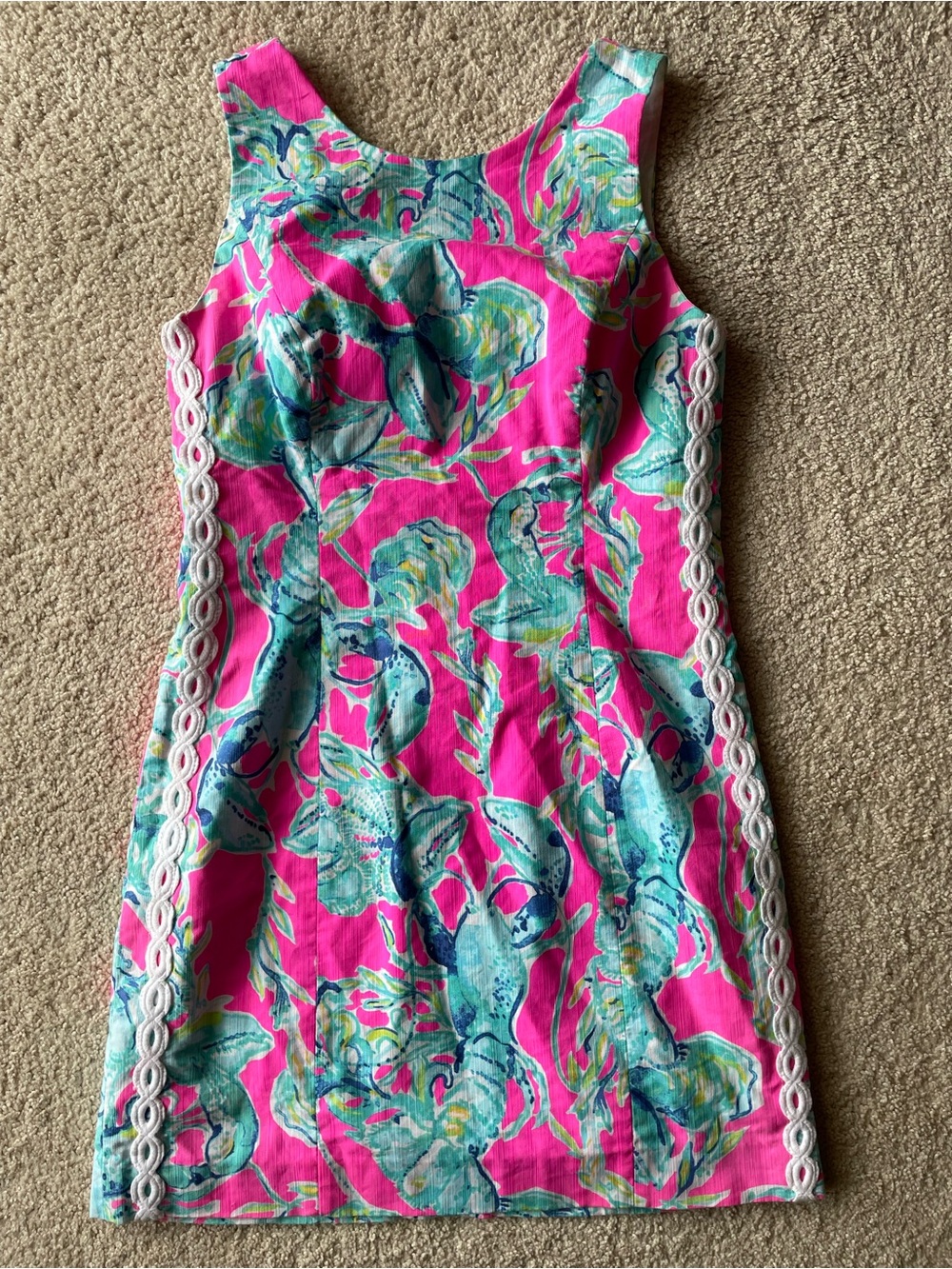 Lilly Pulitzer Pink Floral Pencil Dress Scoop Neck Sleeveless Short Zip Size 2